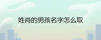 ​姓肖的男孩名字怎么取